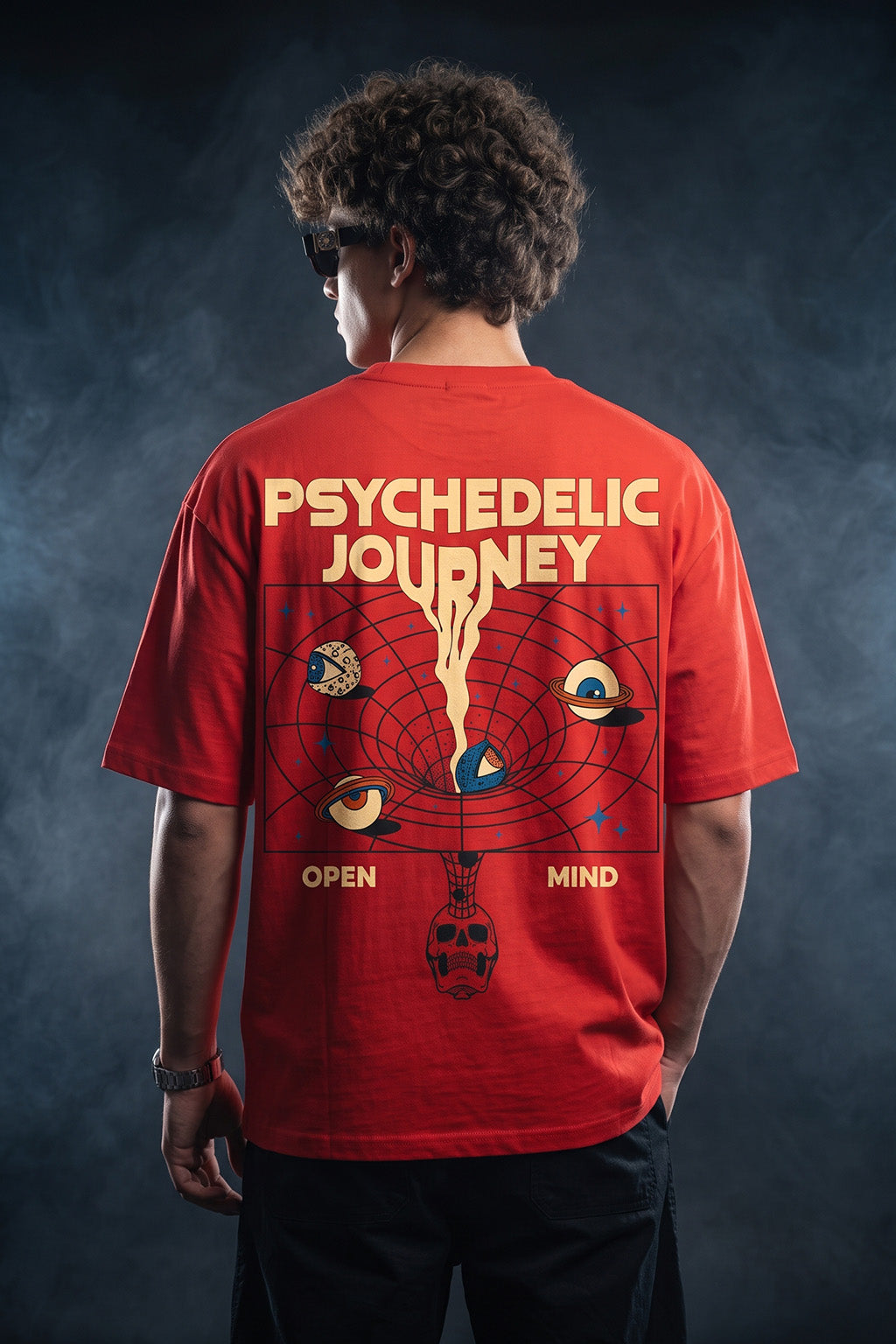 Sychedelic Red Oversized Printed T-shirt