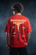 Sychedelic Red Oversized Printed T-shirt