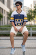 Whatever Navy Varsity Collar Oversized T-Shirt
