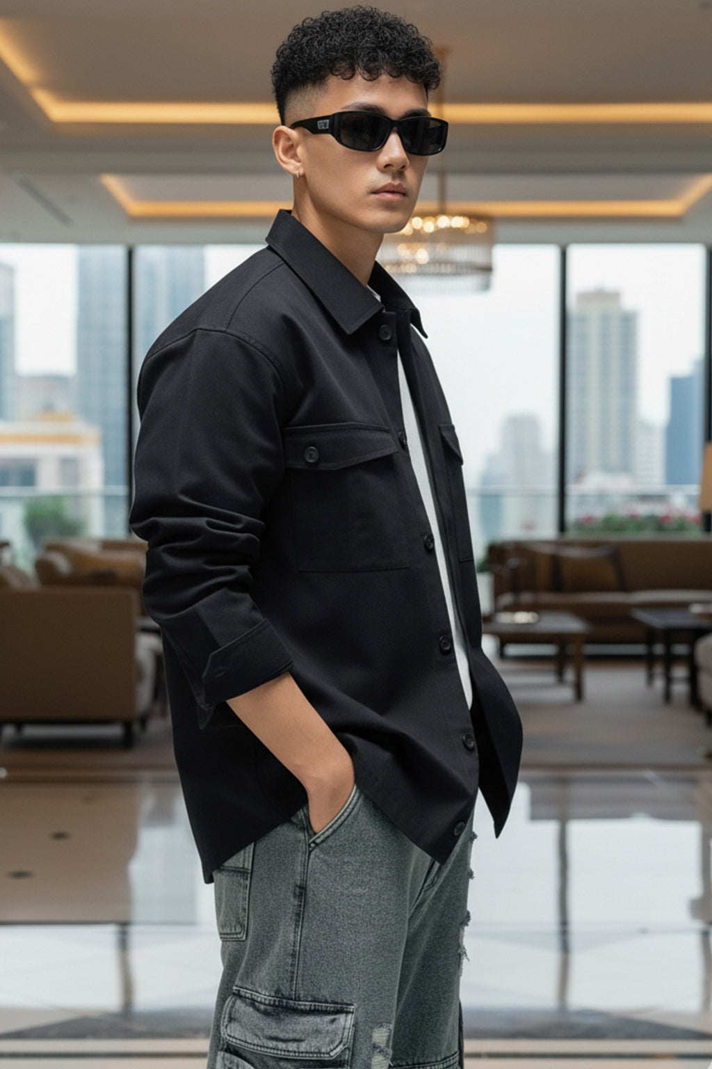 Black Veirdo Exclusive Premium Button Detail Exclusive Shacket