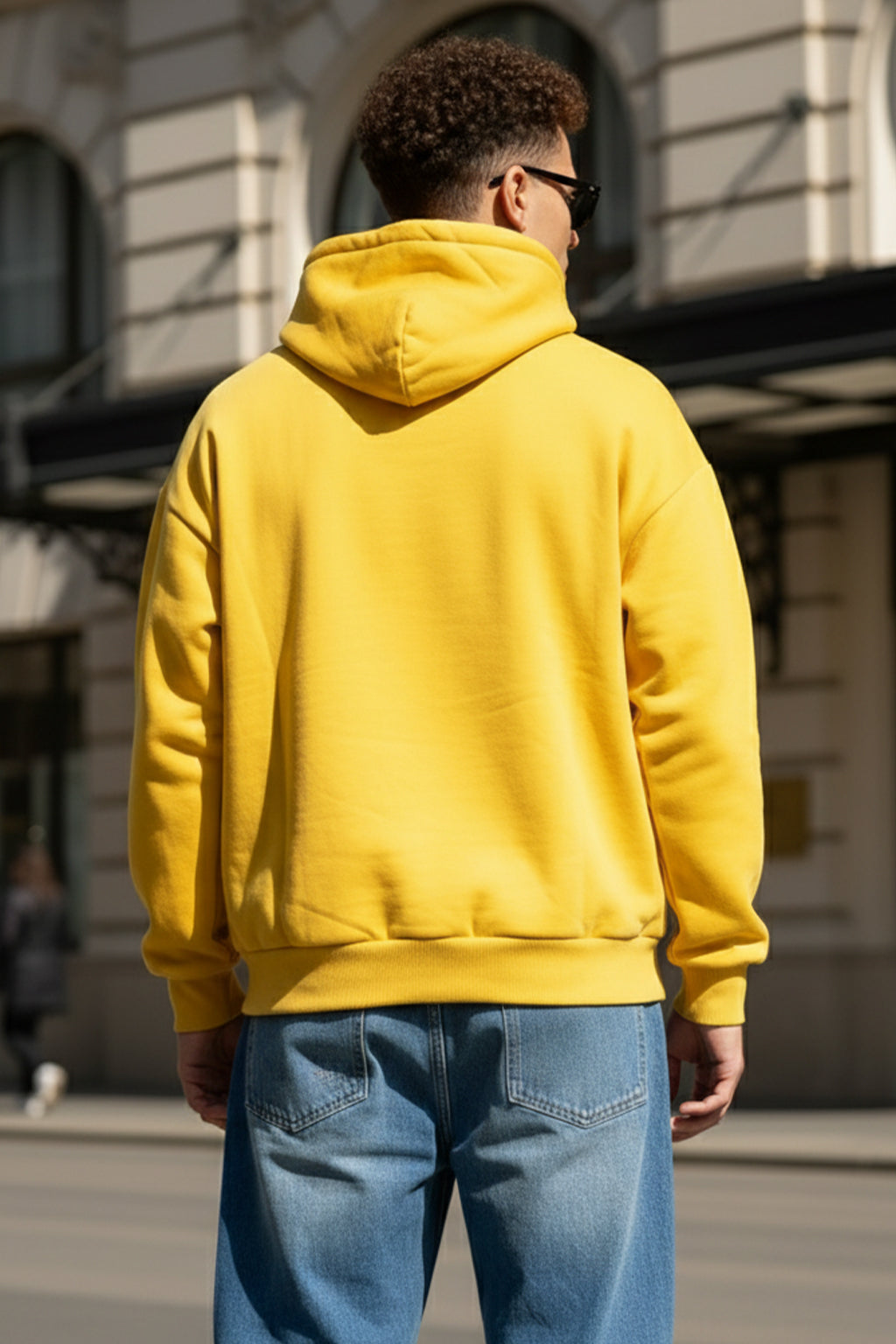 Out of Mind Mustard Oversized Pocket Typographic Printed  Hoodie