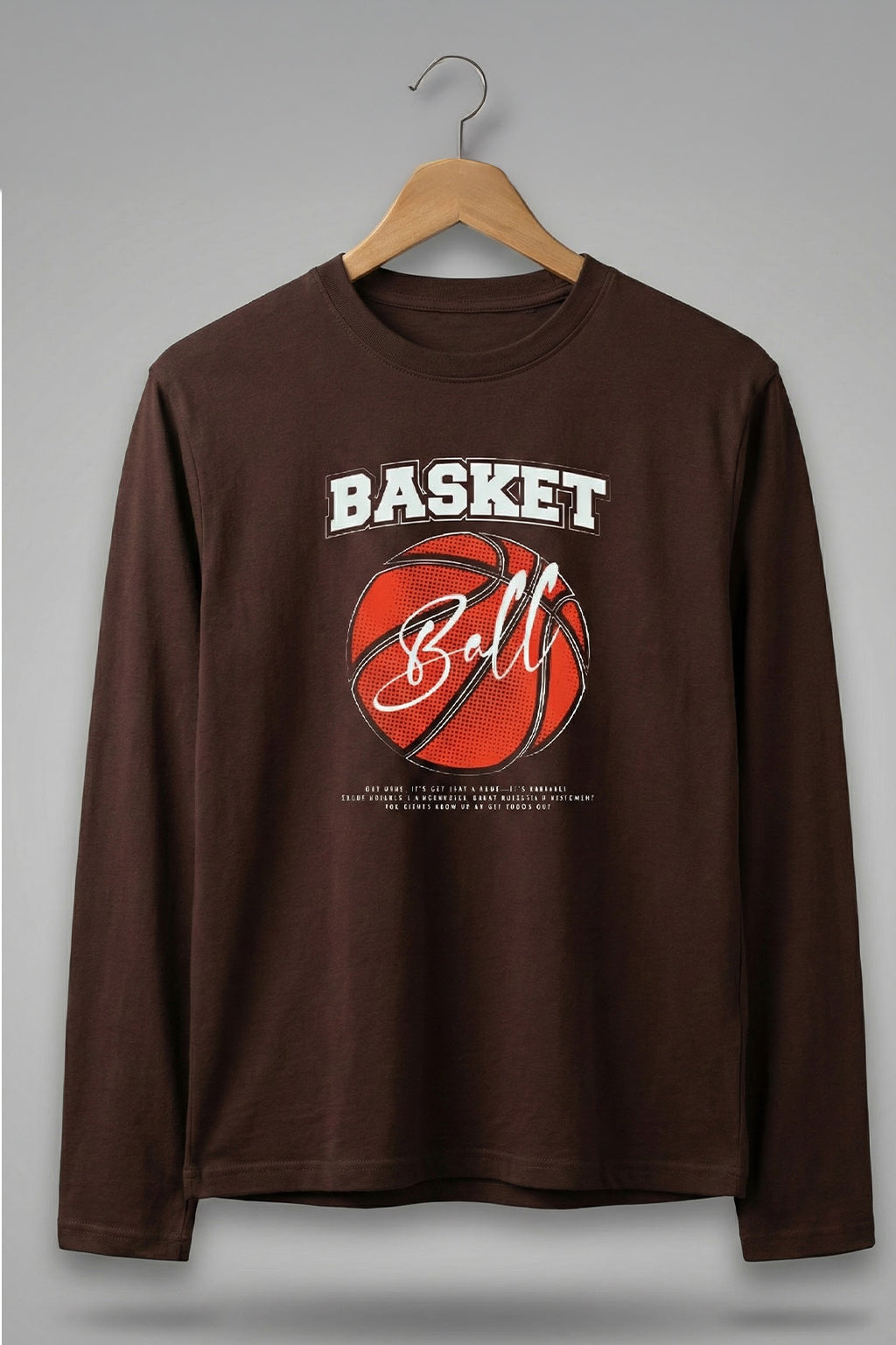 Basket Ball Brown Full Sleeves Regular Fit Printed T-shirt