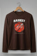 Basket Ball Brown Full Sleeves Regular Fit Printed T-shirt