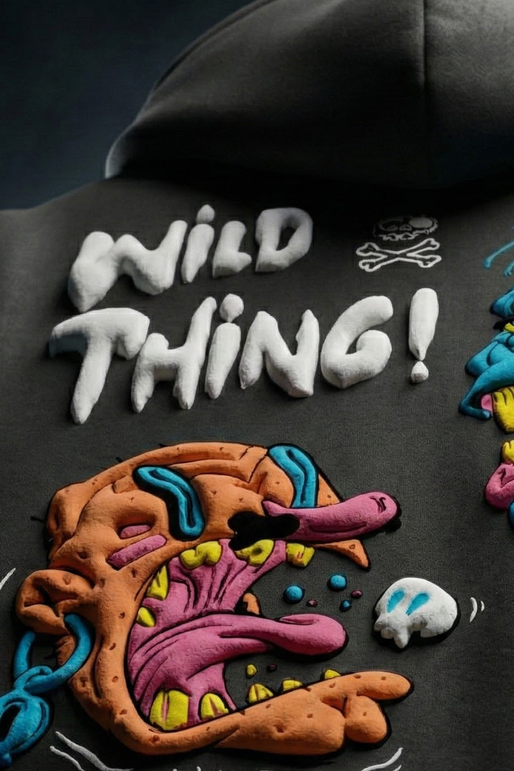 Wild Thing Grey Oversized Puff Printed Exclusive Hoodie