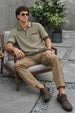 Cappuccino Contrast Beige Flatknit Textured Regular Fit Exclusive Polo T-Shirt