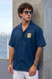Flowerpot Navy Oversized Sticker Printed Exclusive Shirt