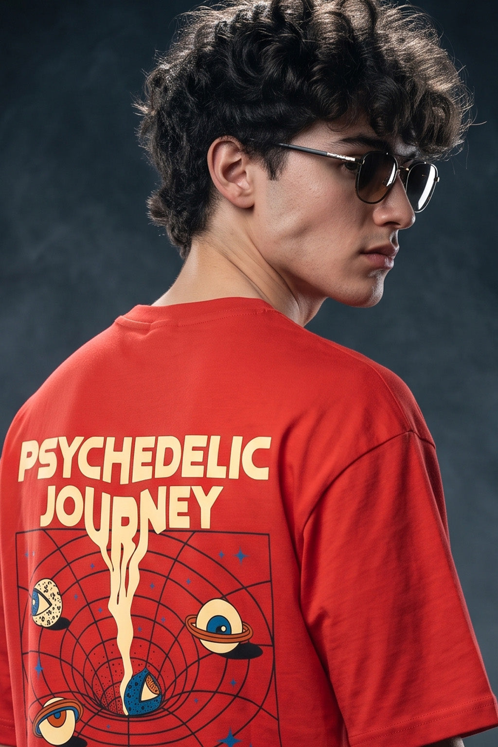 Sychedelic Red Oversized Printed T-shirt
