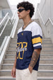Whatever Navy Varsity Collar Oversized T-Shirt