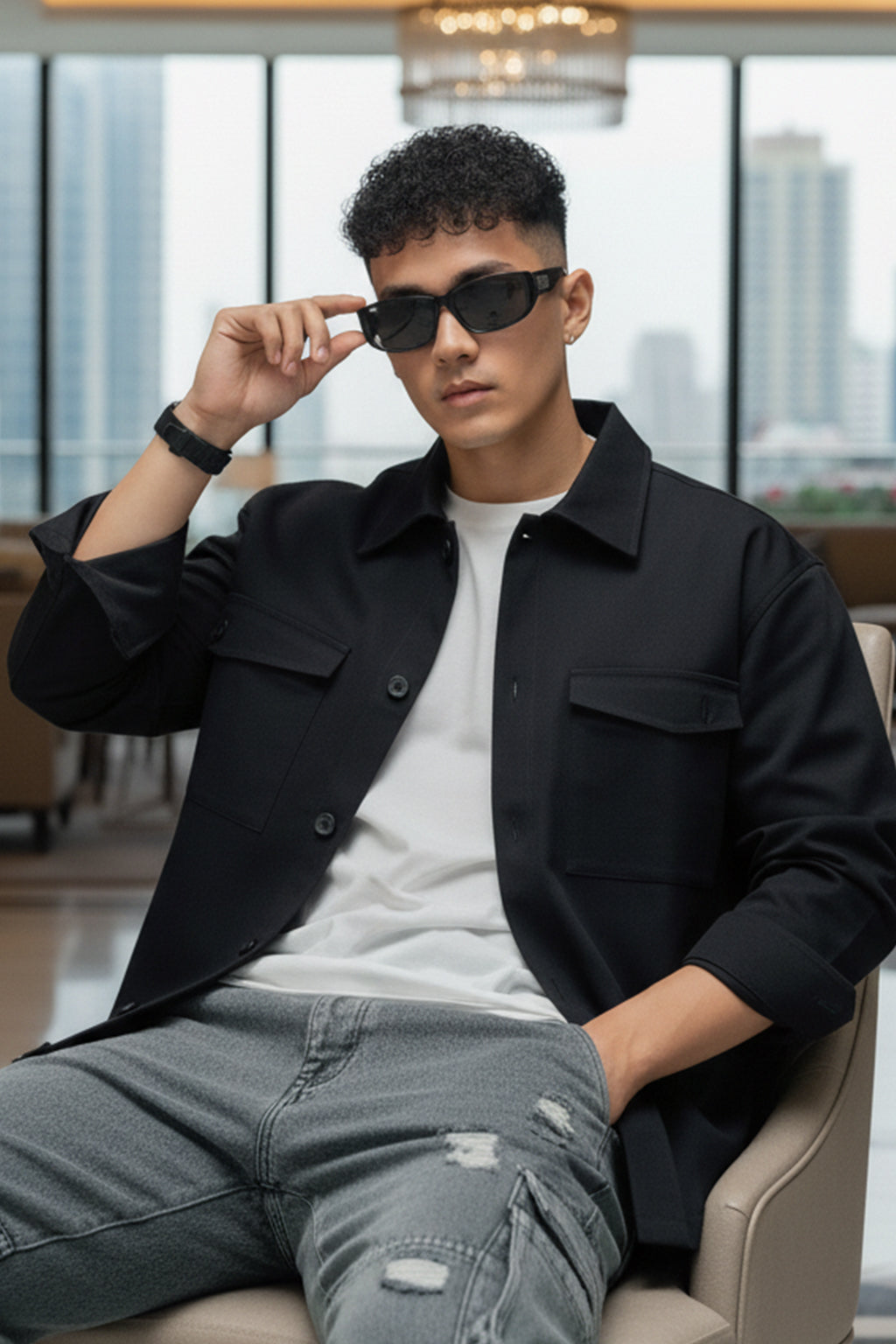 Black Veirdo Exclusive Premium Button Detail Exclusive Shacket