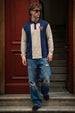 Veirdo Beige & Navy Oversized Full Sleeve Exclusive Polo T-shirt