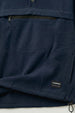Veirdo Navy Oversized Plain Button-Neck Pullover Hoodie