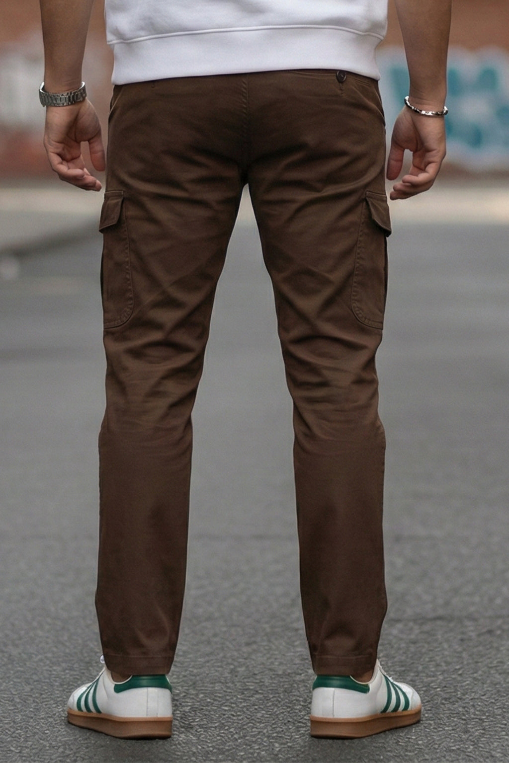 Brown Pure Woven Narrow Fit 5 Pocket Cargo