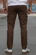 Brown Pure Woven Narrow Fit 5 Pocket Cargo