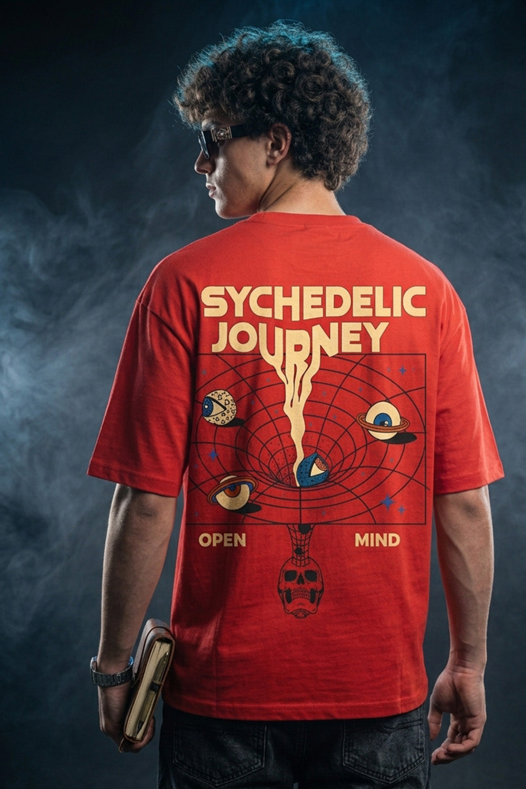 Sychedelic Red Oversized Printed T-shirt