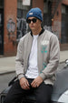 Grey Back Graphic Printed Varsity Jacket