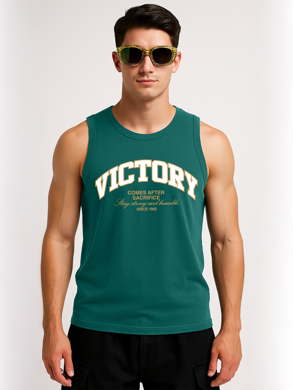 Victory Green Regular Fit Printed Vest