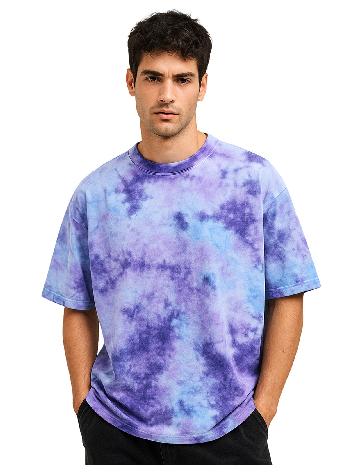 Smoke Lilac Oversized Tie-Die Printed T-shirt