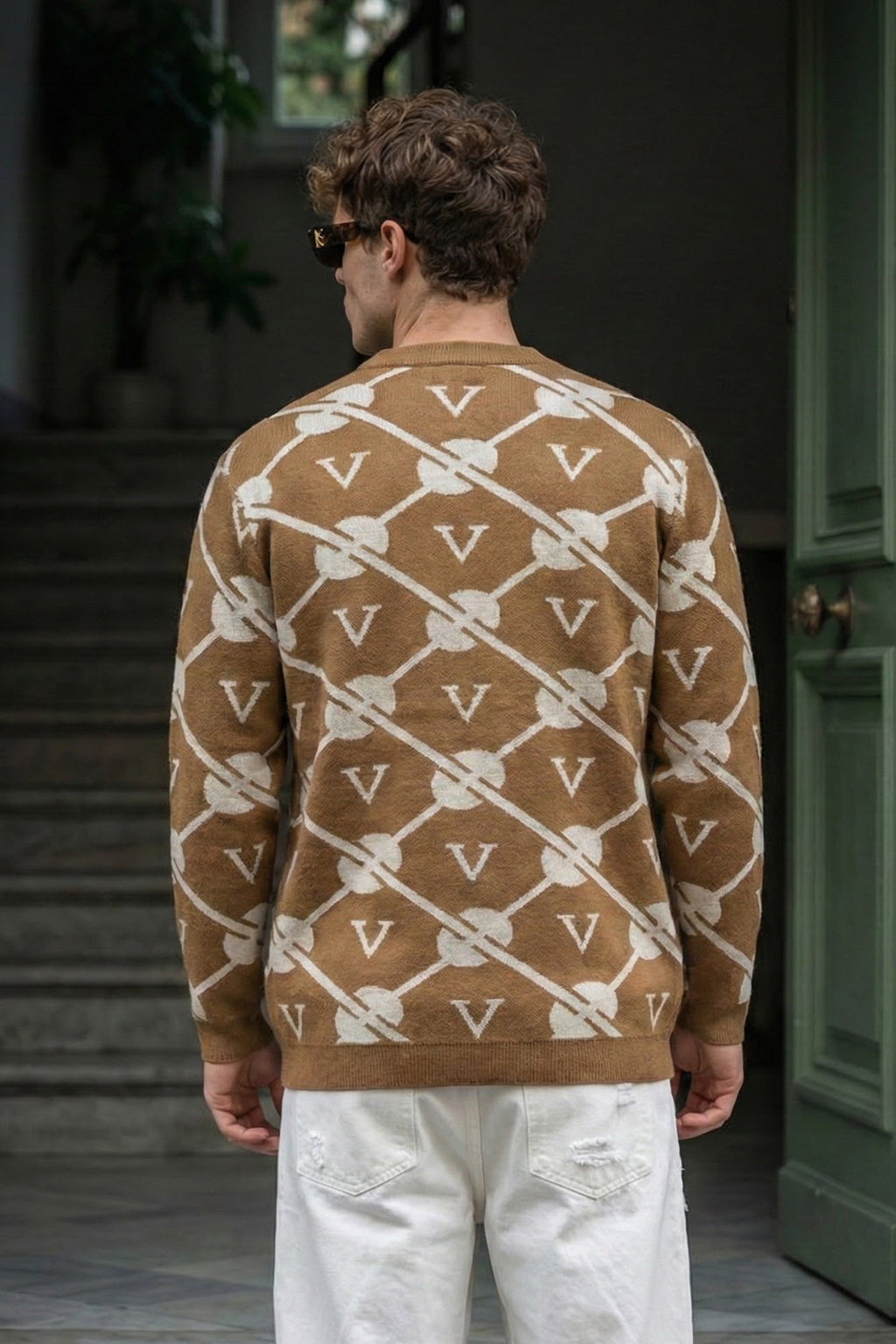 Musterd Yellow Jacquard Printed Regular FIt Sweatshirt