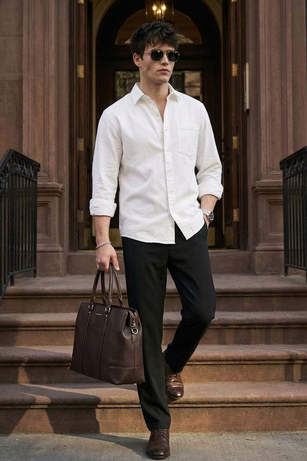 White Plain Regular Fit Single Pocket Full Sleeve Exclusive Shirt