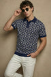 Navy Jacquard Textured Regular Fit Exclusive Polo T-Shirt