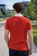 Red Pique Stripe Collar Regular Fit Tipping Polo T-shirt