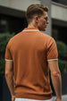 Brown Diamond Wave Flatknit Textured Regular Fit Exclusive Polo T-Shirt