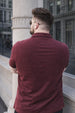 Maroon Pique Stripe Collar Plus Size Tipping Polo T-shirt