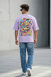 Doodle Lilac Oversized Back Graphic Printed T-shirt