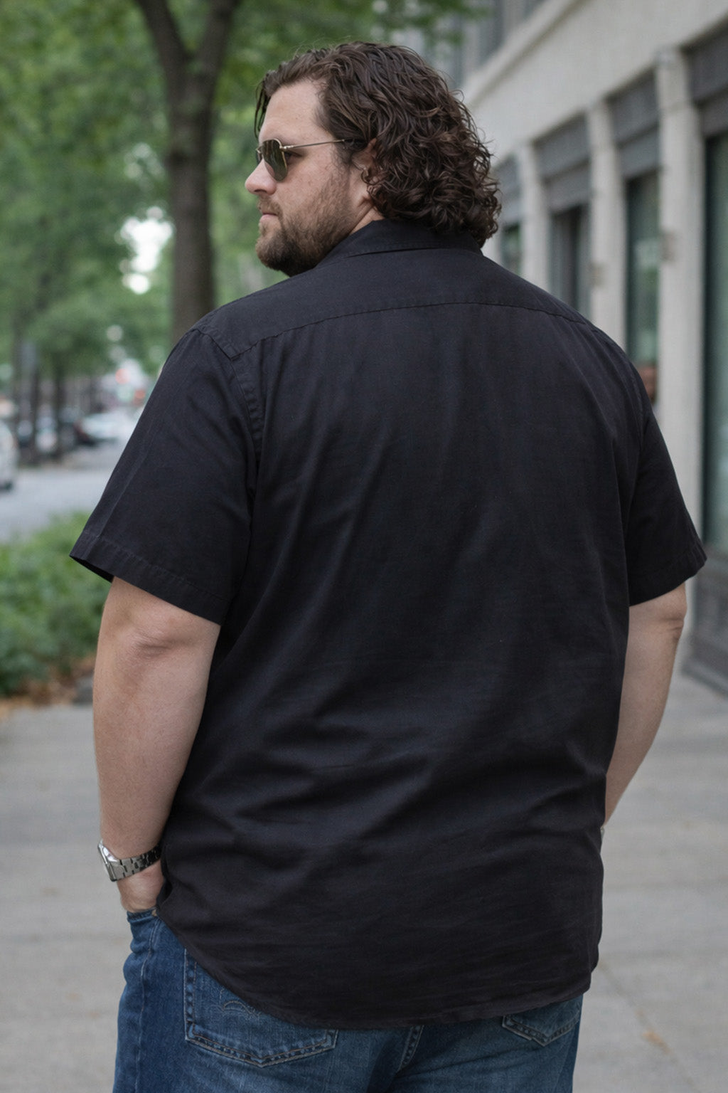 Black Plus Size Half Sleeve Dual Pocket Utility Exclusive Shirt