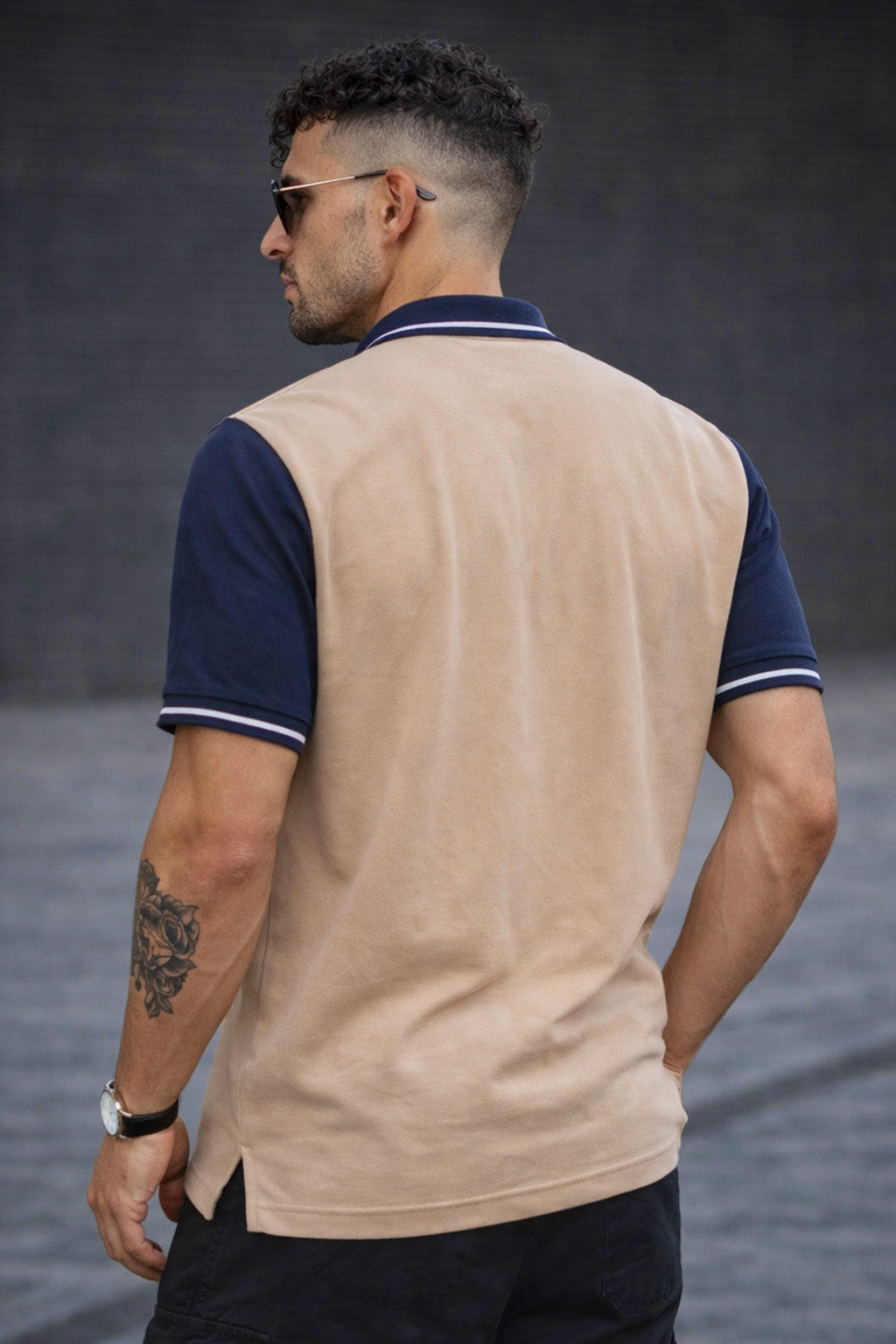 Guitar Swawhite Contrast Stripped Collar Economic Regular Fit Pique Polo