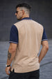 Guitar Swawhite Contrast Stripped Collar Economic Regular Fit Pique Polo