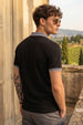 Black Stripped Collar Regular Fit Exclusive Pique Lycra Polo T-Shirt