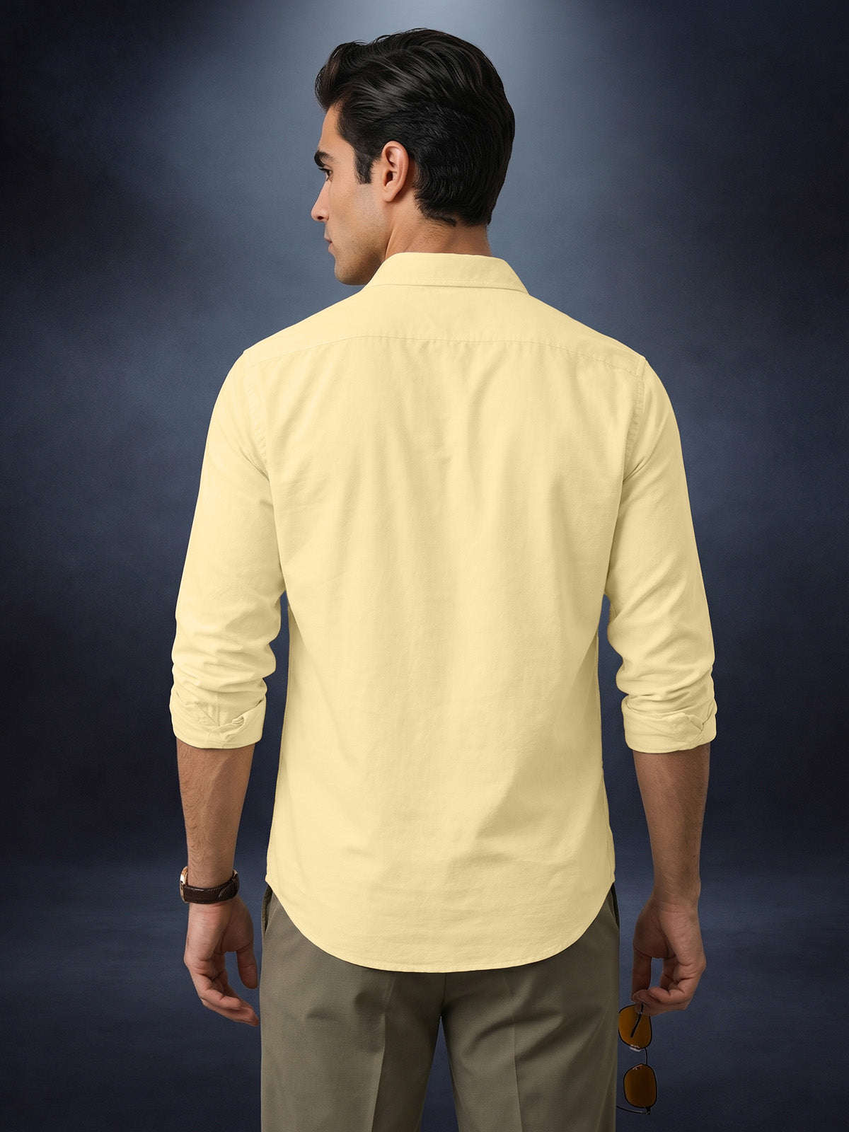 Double Cream Plain Relaxed Fit Full Sleeve Dual Pocket Utility Exclusive Shirt