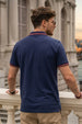 Navy Maroon Colorblock Regular Fit Exclusive Pique Lycra Polo T-Shirt