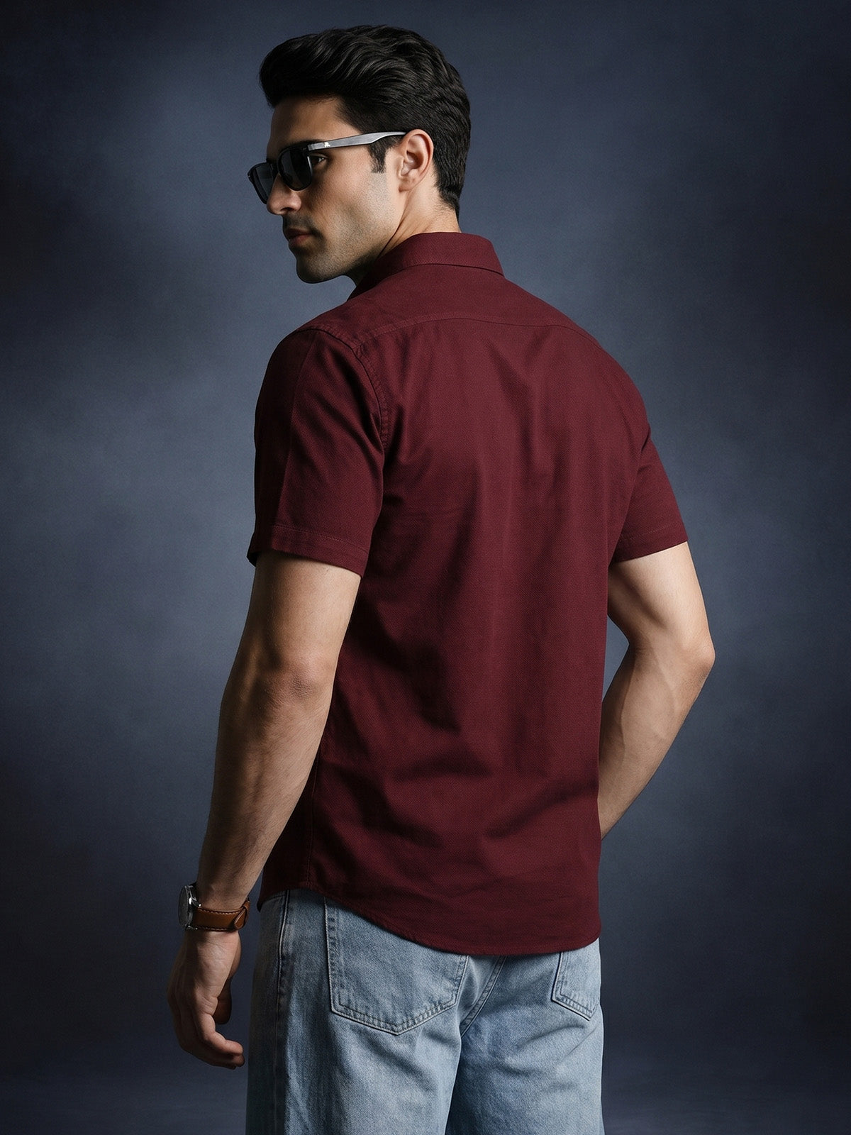 Maroon Plain Regular Fit Half Sleeve Single Pocket Exclusive Shirt