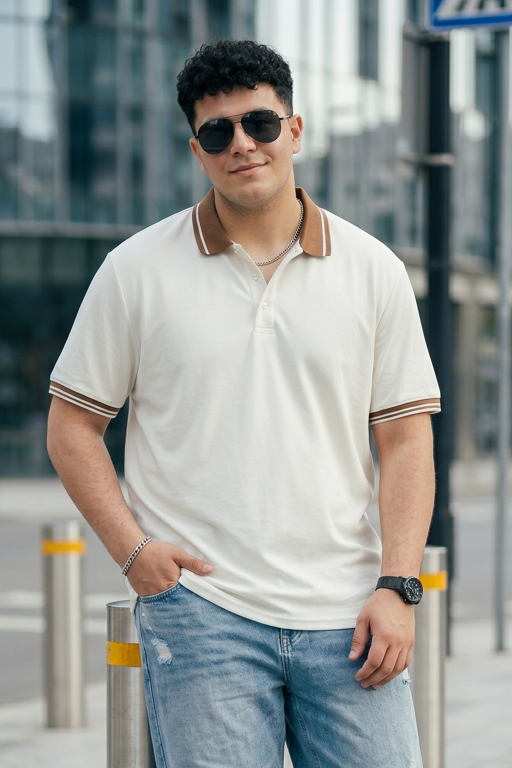 White Plus Size Polo T-shirt