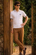 Imperial Crest Stripe Collar White Regular Fit Polo T-shirt