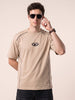 Athletic Essentials Beige Oversized Graphic Printed T-shirt