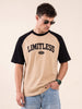 Limitless Raglan Beige Oversized Graphic Printed T-shirt