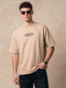 Veirdo Signature Beige Oversized Graphic Printed T-shirt