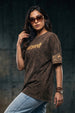 महाबली Brown Acid Washed Puff Printed Exclusive T-shirt Epic Collection For Women