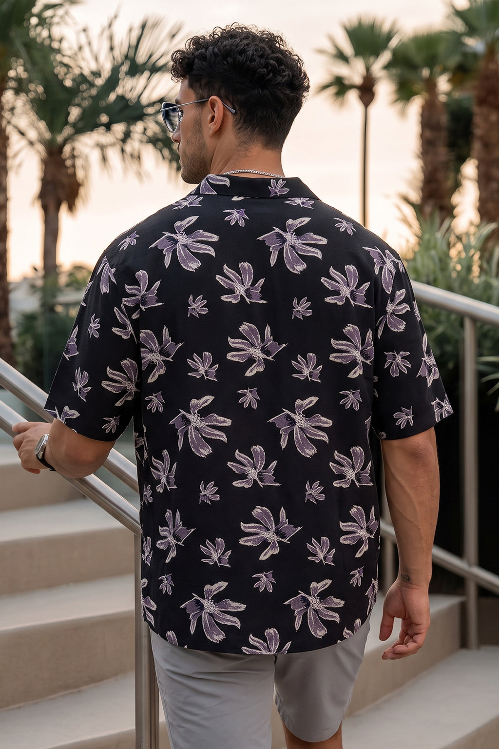 Crimson Petal Black All Over Printed Oversized Exclusive Shirt