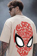 Spiderman Swanwhite Oversized Back Typographic Printed T-shirt