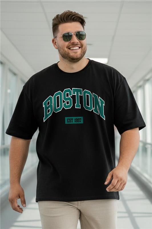 Boston Black Graphic Printed Plus Size T-shirt