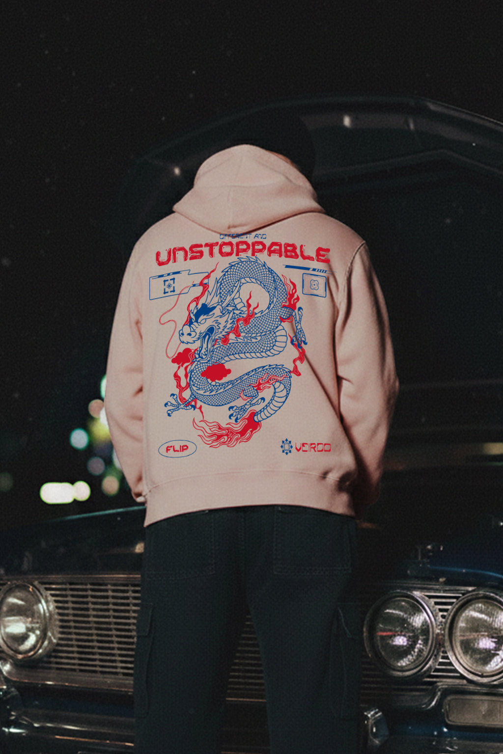 Unstoppable Peach Oversized Printed Hoodie