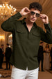 Green Plain Relaxed Fit Full Sleeve Dual Pocket Utility Exclusive Shirt