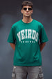 Veirdo Original Green Oversized Typography Brand Printed  T-shirt