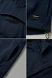 Veirdo Navy Oversized Plain Button-Neck Pullover Hoodie