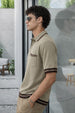 Cappuccino Contrast Beige Flatknit Textured Regular Fit Exclusive Polo T-Shirt