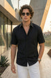 Black Plain Regular Fit Half Sleeve Single Pocket Exclusive Shirt